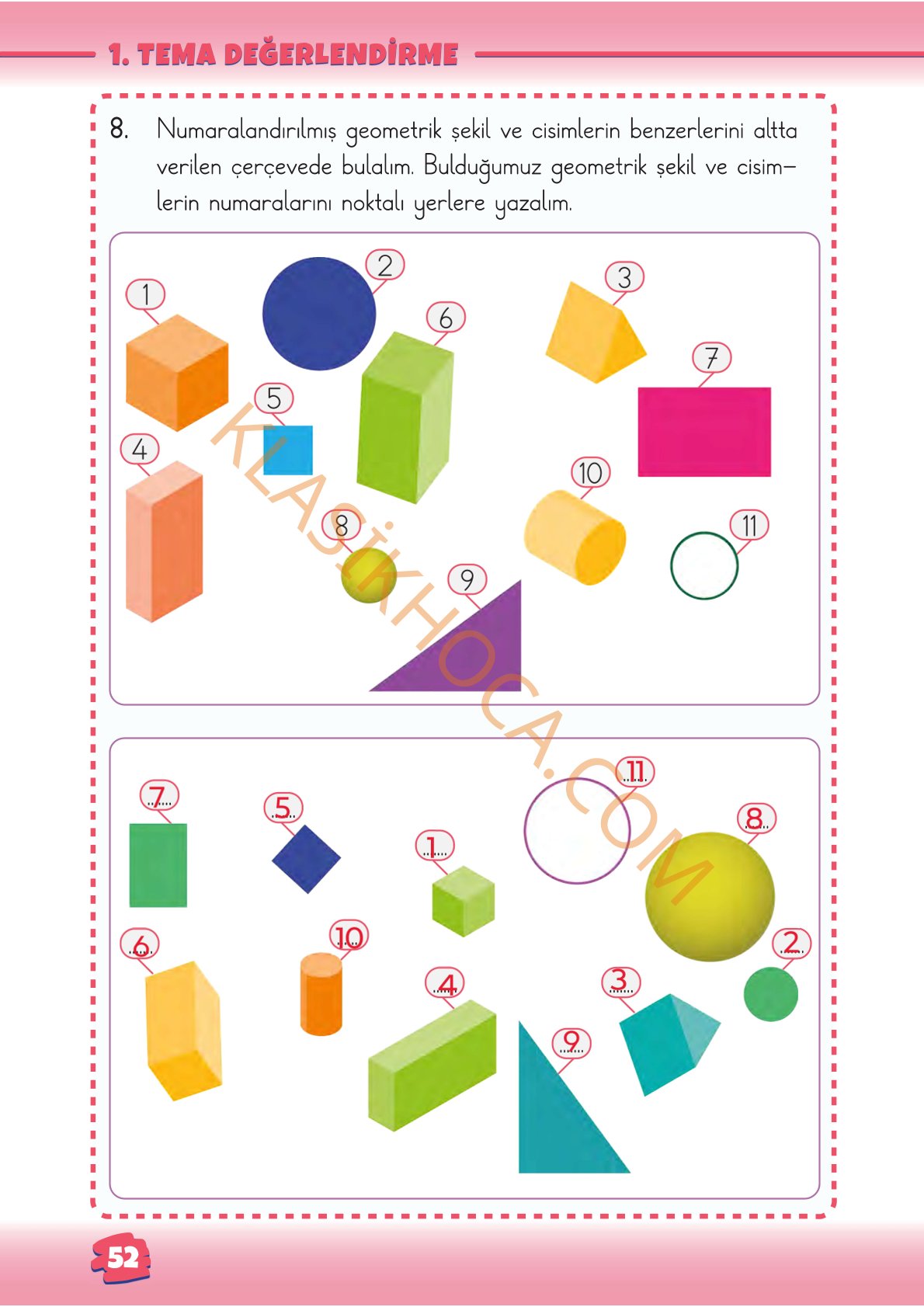 2. Sınıf Matematik Kitabı 1. Kitap Sayfa 52 Cevapları