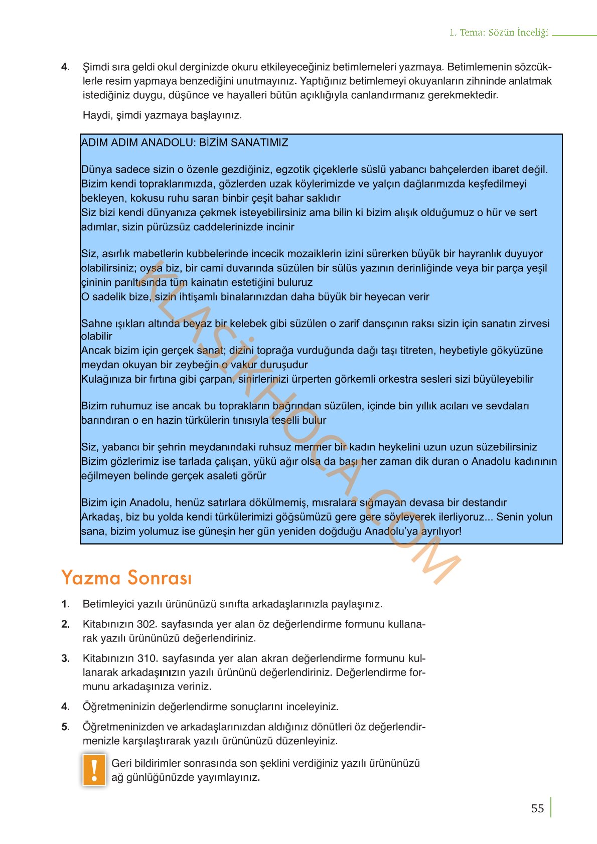 9. Sınıf Edebiyat Kitabı Sayfa 55 Cevapları