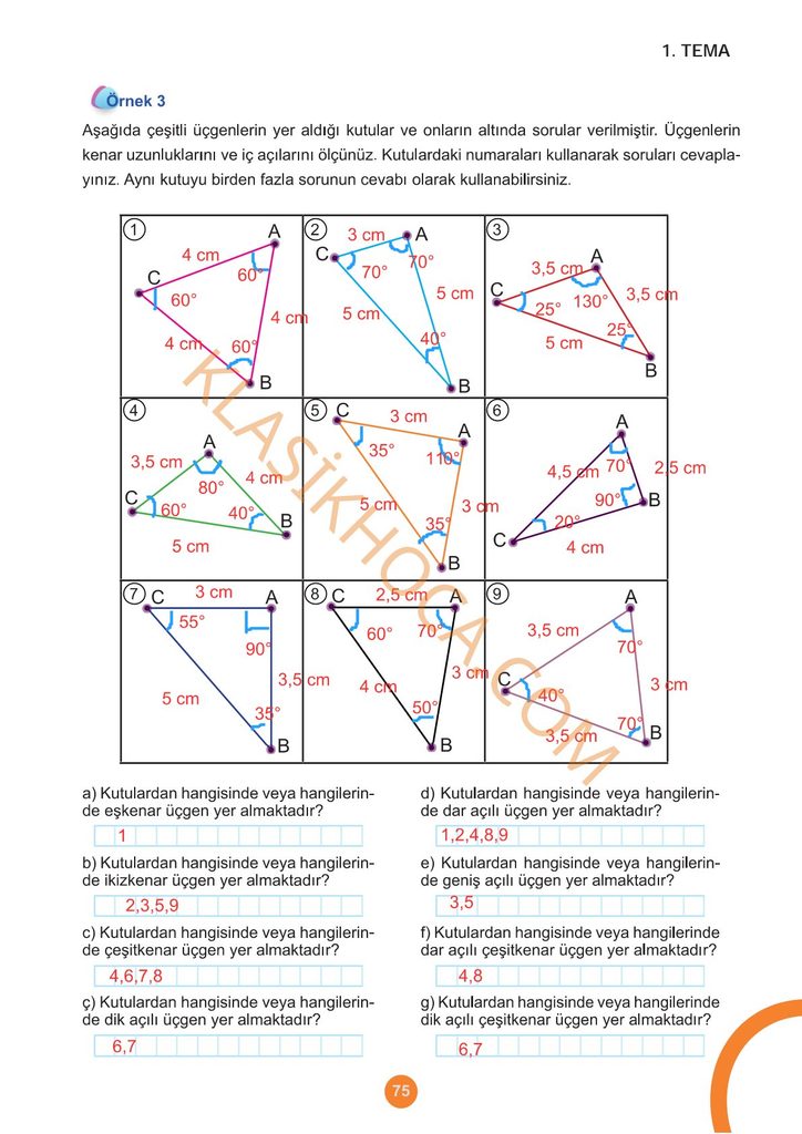 5. Sınıf Matematik Kitabı Sayfa 70-71-72-73-74-75-76 Cevapları 1. Kitap