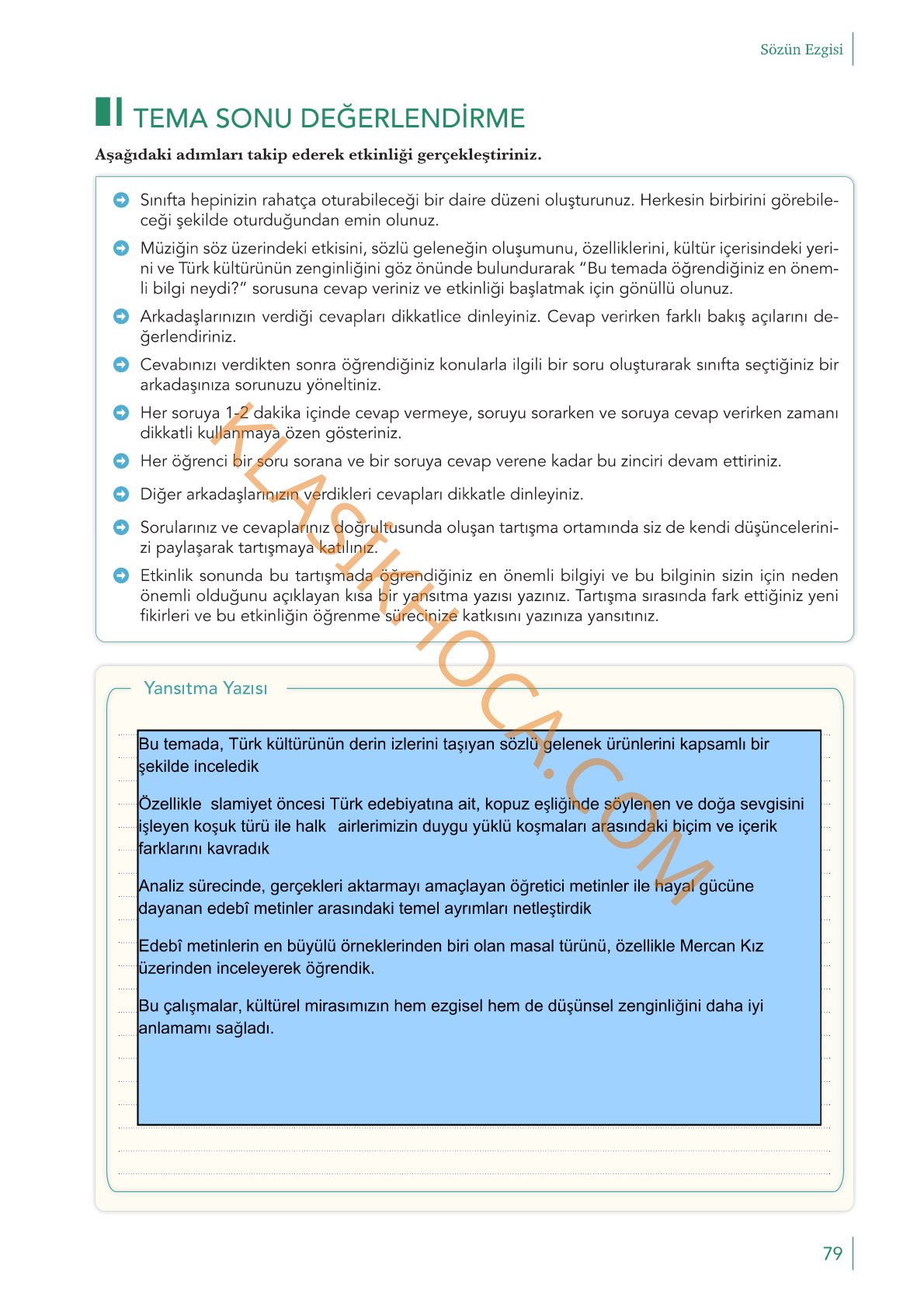 10. Sınıf Edebiyat Kitabı Sayfa 79 Cevapları