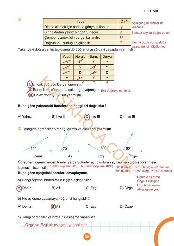 5. Sınıf Matematik Kitabı Sayfa 86-87-88-89-90-91 Cevapları 1. Kitap