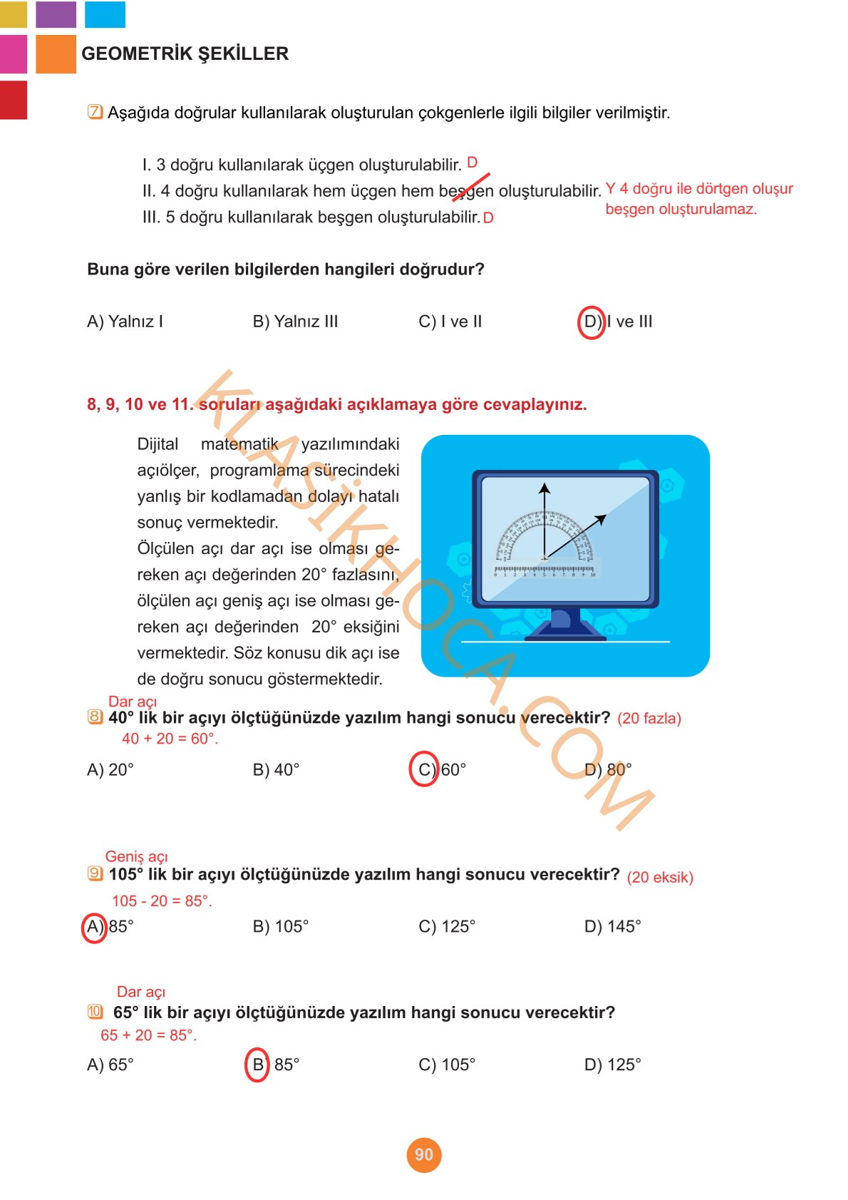 5. Sınıf Matematik Kitabı 1. Kitap Sayfa 90 Cevapları