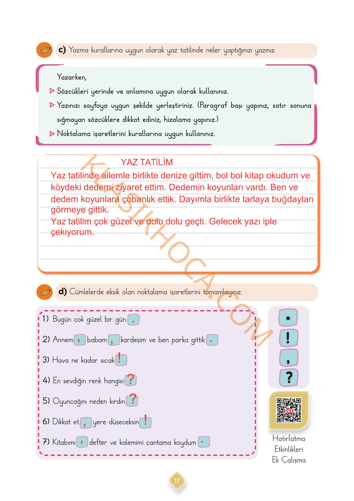 3. Sınıf Türkçe Kitabı Sayfa 17 Cevapları 1. Kitap