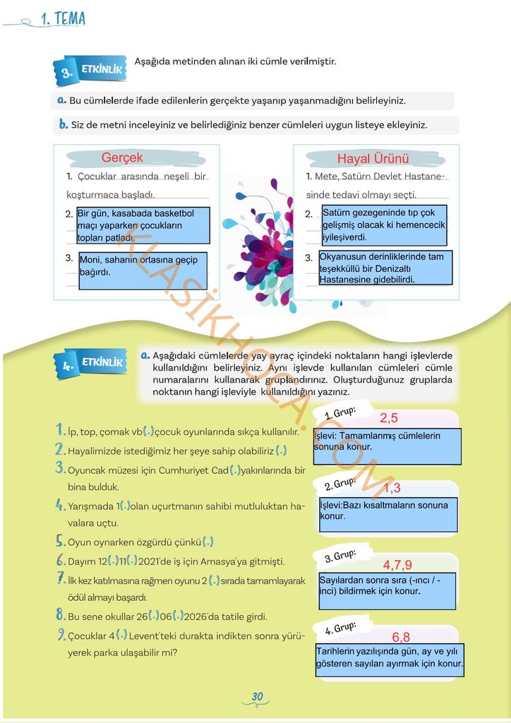 5. Sınıf Türkçe Kitabı Sayfa 26-27-28-29-30-31-32-33-34 Cevapları 1. Kitap