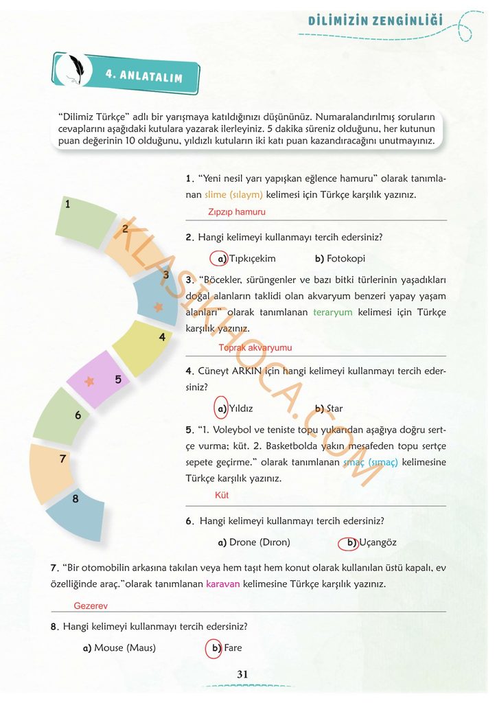 Türkçenin Beyliği Metni Cevapları 6. Sınıf Türkçe 1. Kitap 