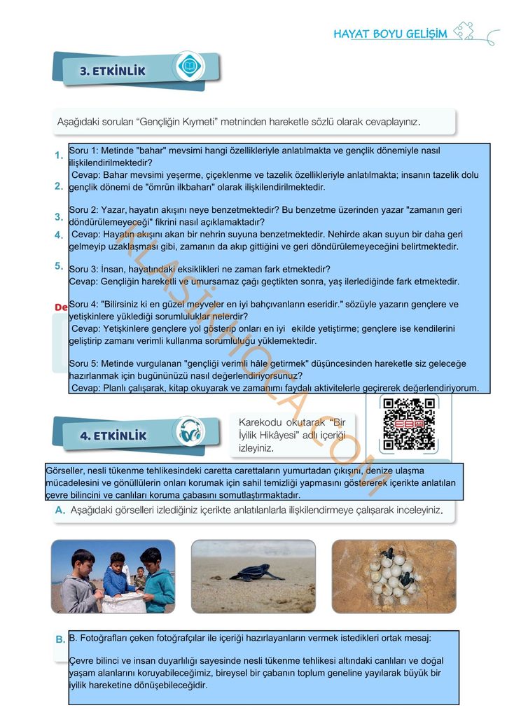 Gençliğin Kıymeti Metni Cevapları 7. Sınıf Türkçe