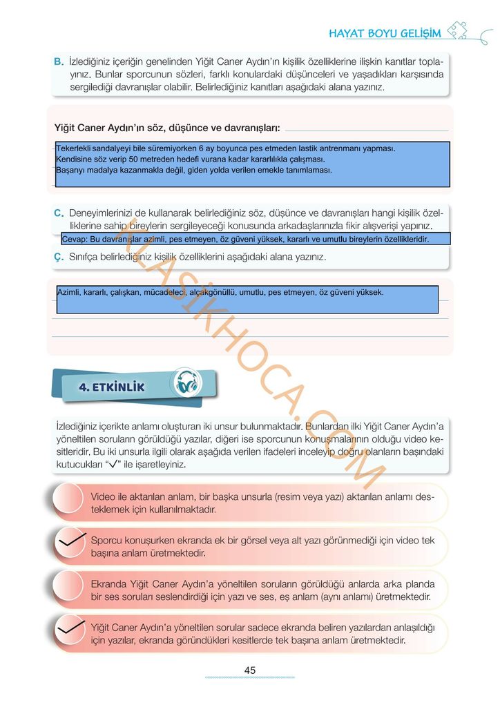 7. Sınıf Türkçe Kitabı Sayfa 42-43-44-45-46-47-48-49-50 Cevapları 1. Kitap