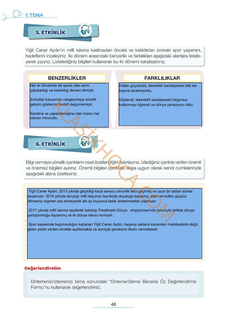 7. Sınıf Türkçe Kitabı Sayfa 42-43-44-45-46-47-48-49-50 Cevapları 1. Kitap