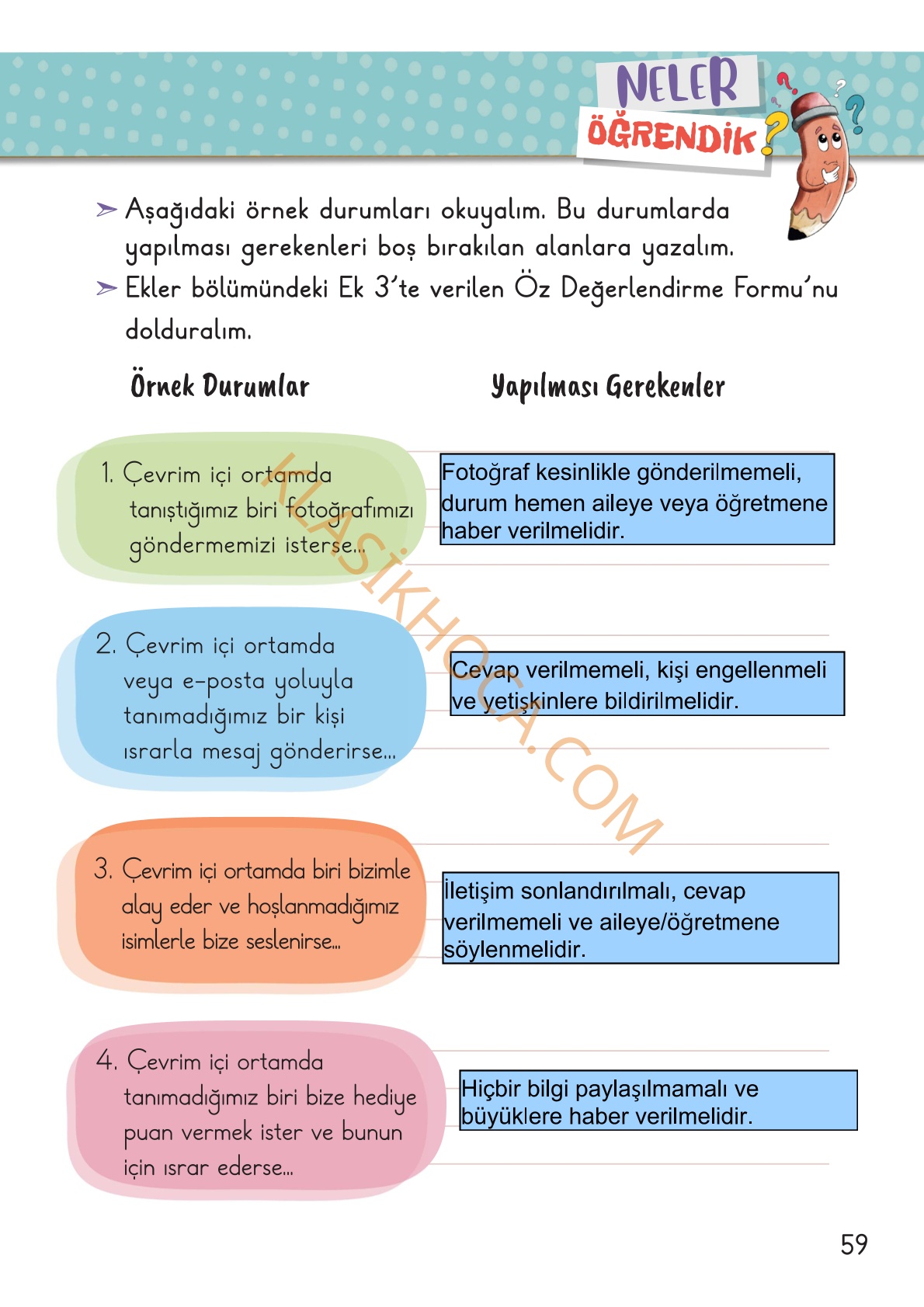 2. Sınıf Hayat Bilgisi Kitabı Sayfa 59 Cevapları 1. Kitap